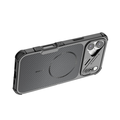 For iPhone 16 Plus Rugged Carbon Fiber Texture Airbag Shockproof Magnetic Phone Case(Purple)