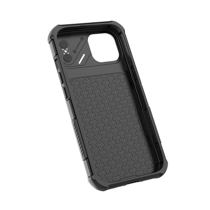 For iPhone 15 Rugged Carbon Fiber Texture Airbag Shockproof Magnetic Phone Case(Black)