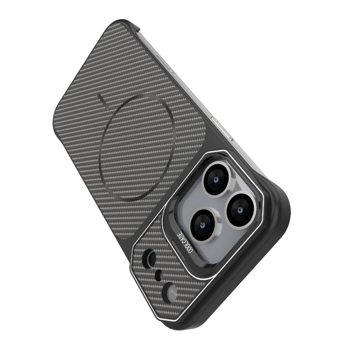 For iPhone 18 Pro Max Frameless Half-Wrapped Carbon Fiber Texture PC Magnetic Phone Case - Blue - EDA009991004C
