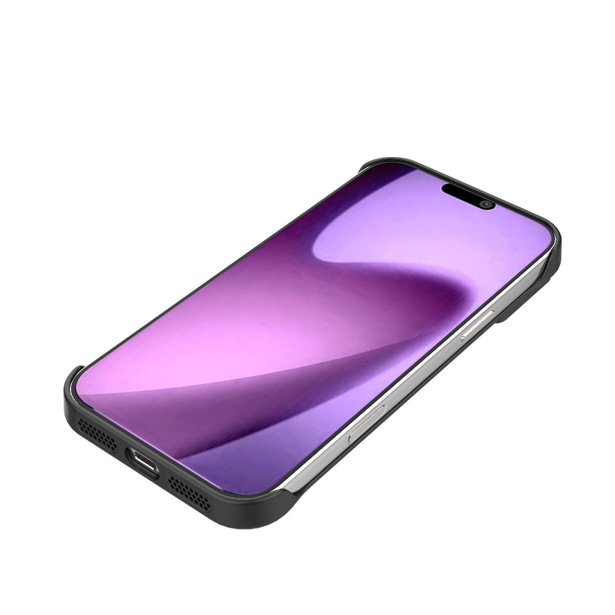 For iPhone 18 Pro Max Frameless Half-Wrapped Carbon Fiber Texture PC Magnetic Phone Case - Gray - EDA009991004F