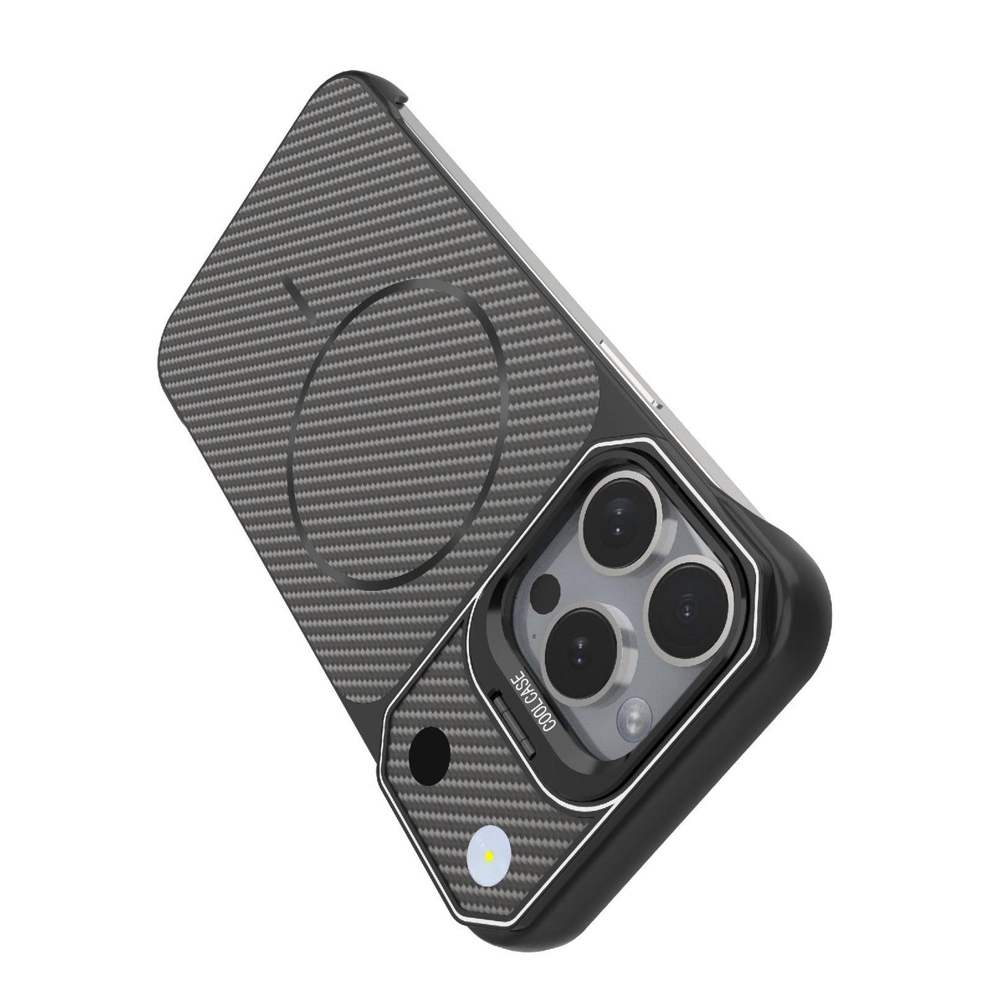 For iPhone 15 Pro Max Frameless Half-Wrapped Carbon Fiber Texture PC Magnetic Phone Case(Rose Gold)