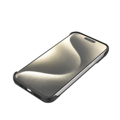 For iPhone 15 Pro Max Frameless Half-Wrapped Carbon Fiber Texture PC Magnetic Phone Case(Silver)