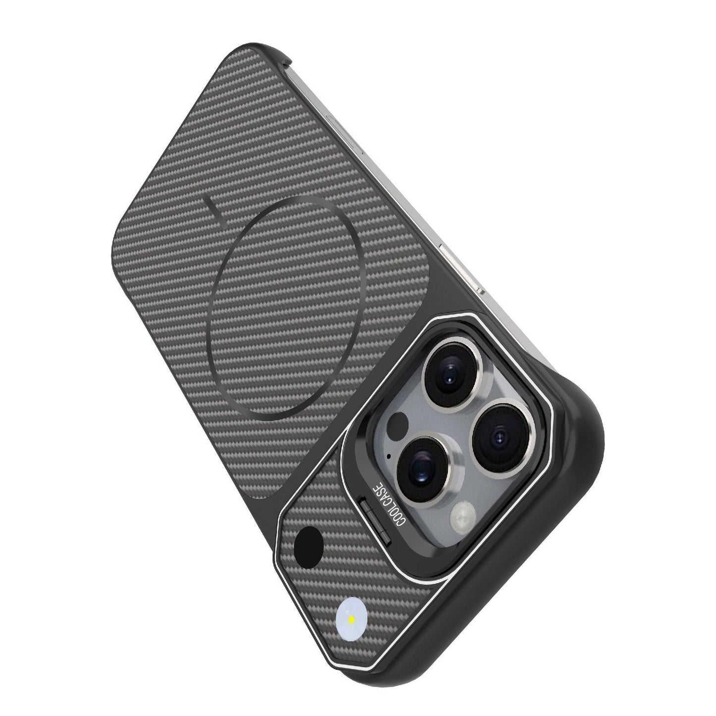 For iPhone 16 Pro Frameless Half-Wrapped Carbon Fiber Texture PC Magnetic Phone Case(Black)