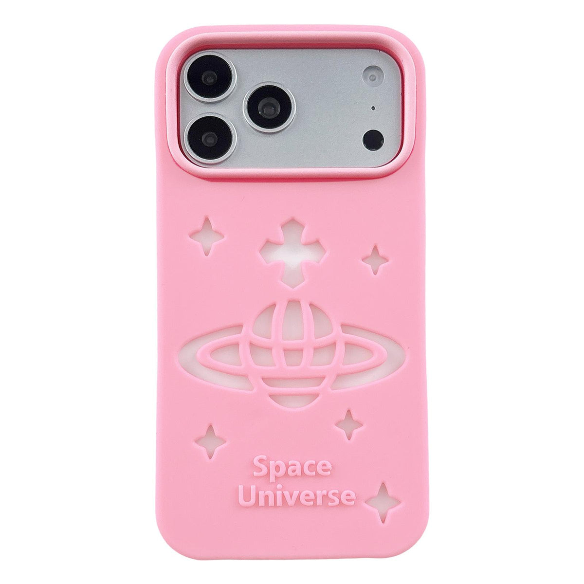 For iPhone 17 Pro Max Spacecraft Embossed Design Silicone Phone Case - Pink - EDA009991109A