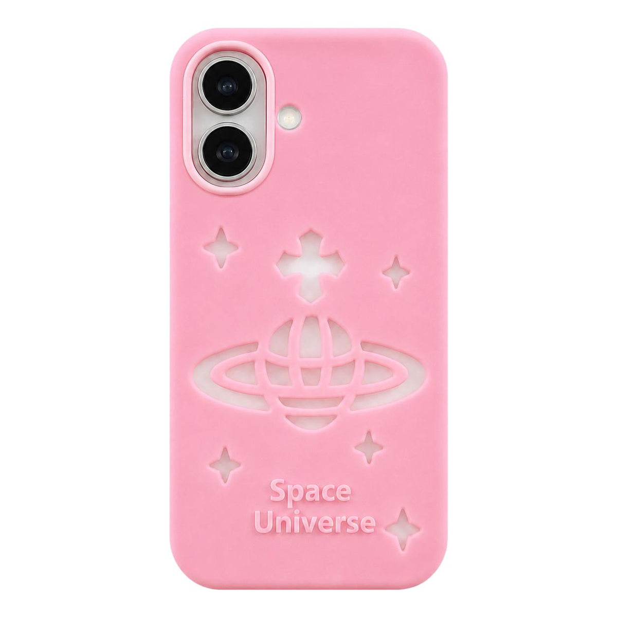 For iPhone 17 Spacecraft Embossed Design Silicone Phone Case - Pink - EDA009991111A