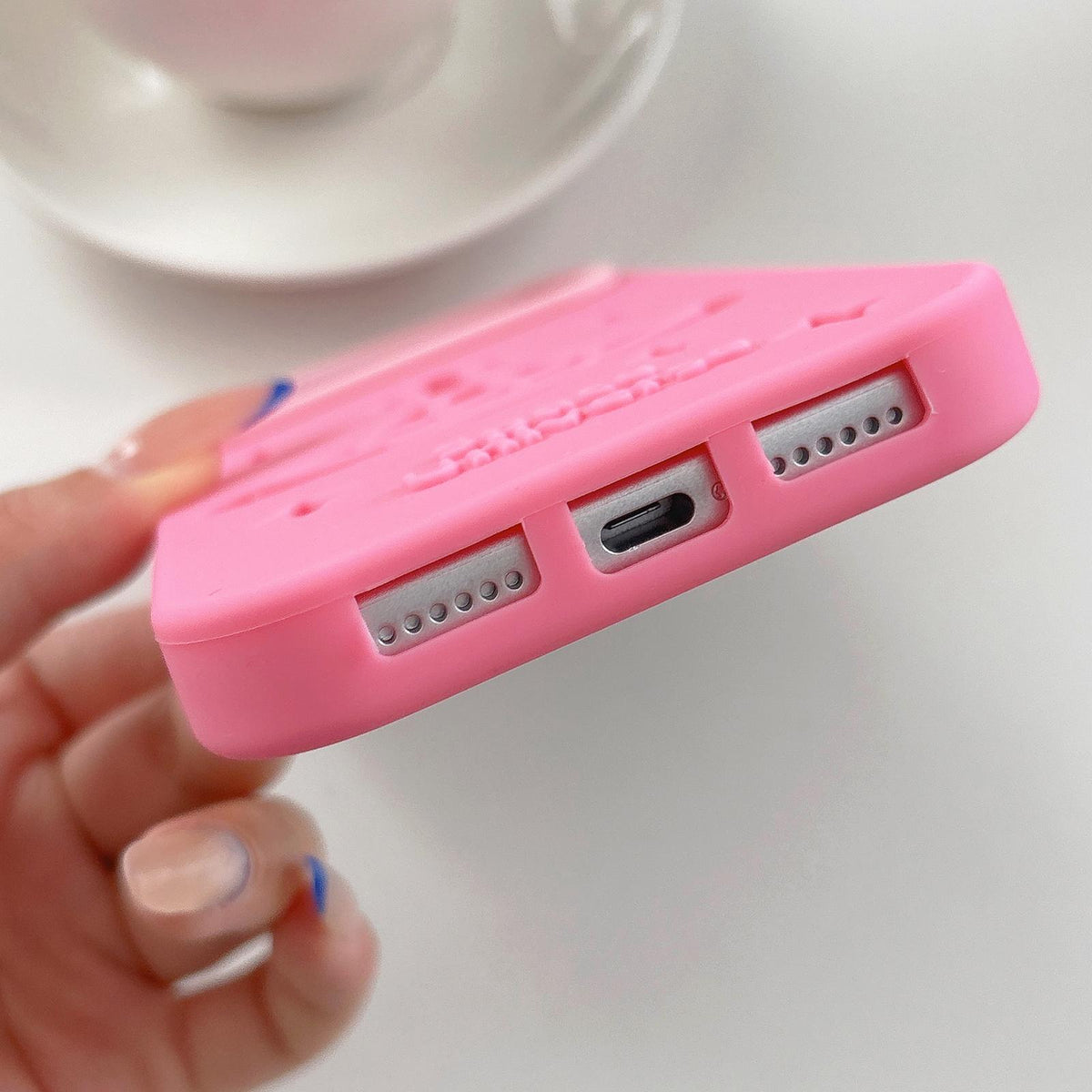 For iPhone 15 Pro Max Spacecraft Embossed Design Silicone Phone Case - Pink - EDA009991104A