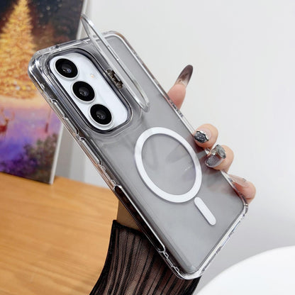 For Galaxy S26 5G Crystal Clear Camera Lens Holder Magnetic Phone Case - Black - EDA009991502B