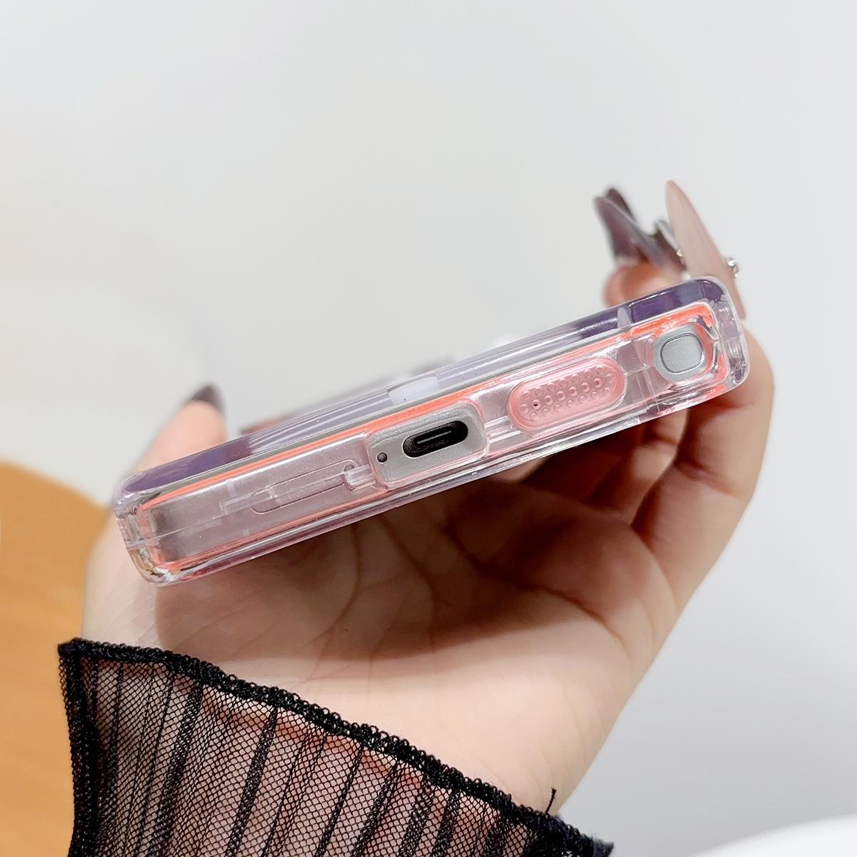 For Galaxy A37 5G Crystal Clear Camera Lens Holder Magnetic Phone Case - Pink - EDA009991706A