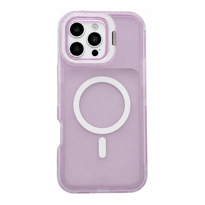For iPhone 16 Pro Skin Feel Frosted Camera Lens Holder Magnetic Phone Case - Purple - EDA009991806B