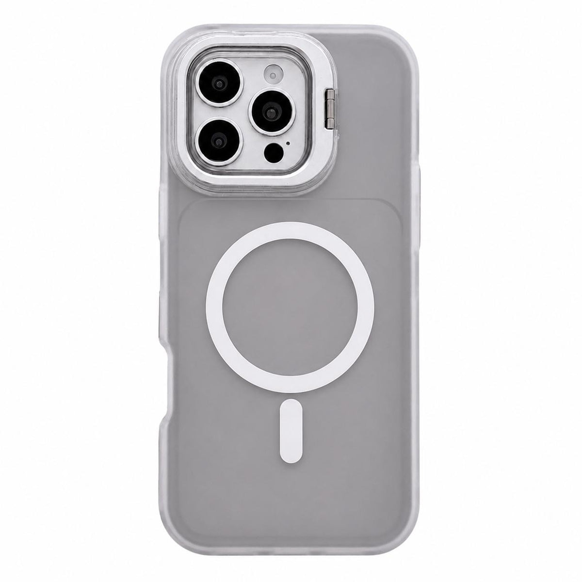 For iPhone 16 Pro Skin Feel Frosted Camera Lens Holder Magnetic Phone Case - Black - EDA009991806C