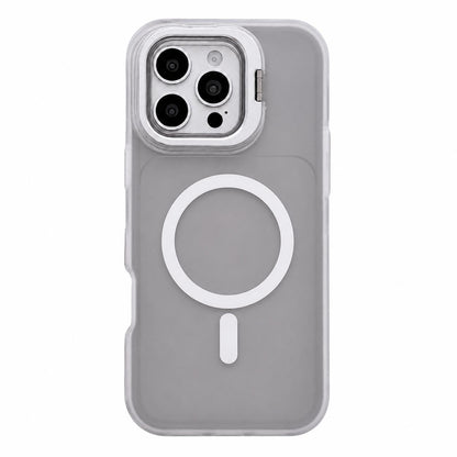 For iPhone 16 Pro Skin Feel Frosted Camera Lens Holder Magnetic Phone Case - Black - EDA009991806C