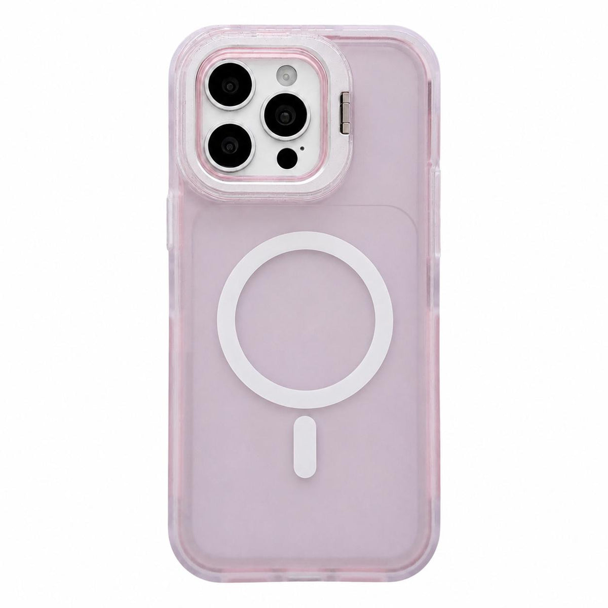 For iPhone 15 Pro Max Skin Feel Frosted Camera Lens Holder Magnetic Phone Case - Pink - EDA009991809E