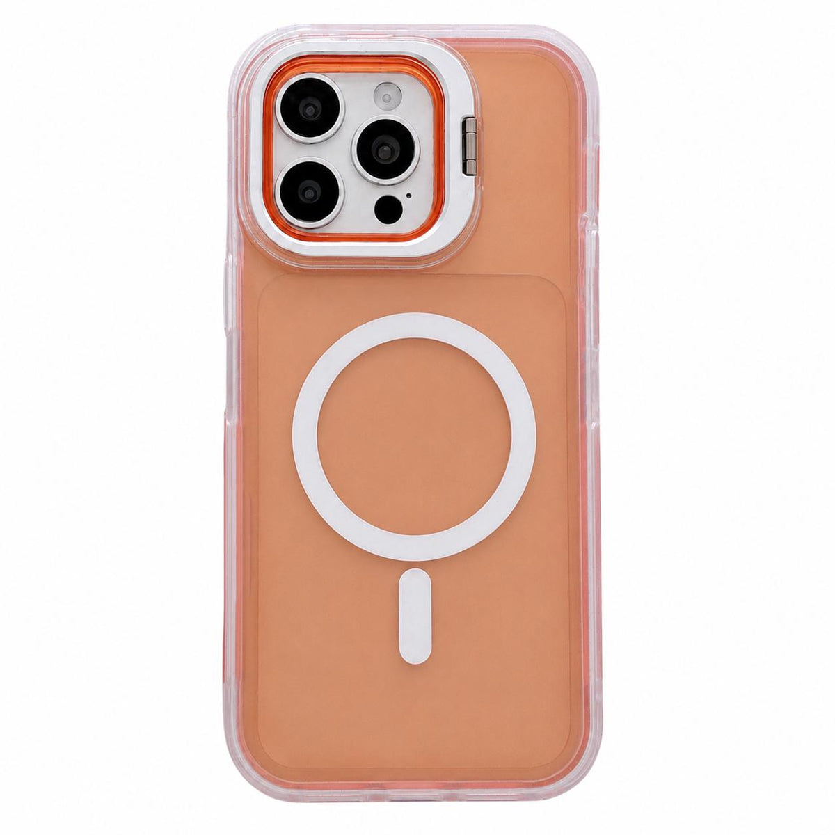 For iPhone 15 Pro Max Skin Feel Frosted Camera Lens Holder Magnetic Phone Case - Orange - EDA009991809F
