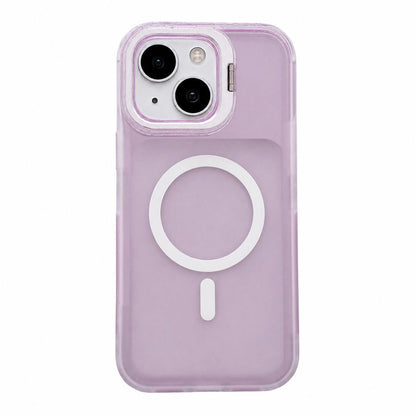 For iPhone 14 Plus Skin Feel Frosted Camera Lens Holder Magnetic Phone Case - Purple - EDA009991815B