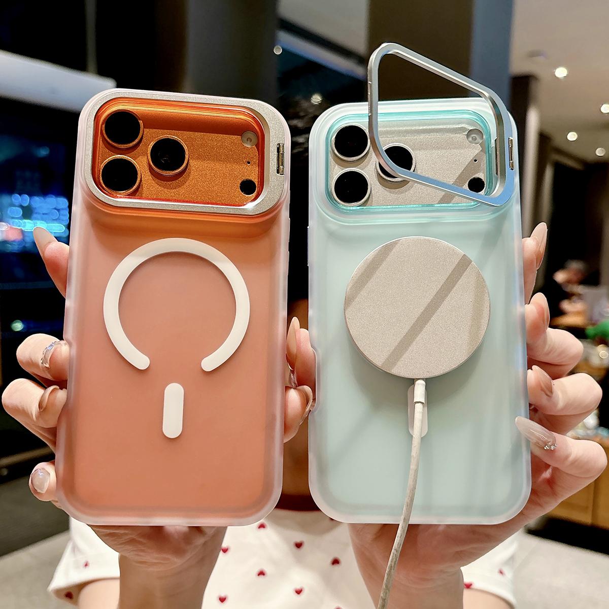 For iPhone 12 Pro Max Skin Feel Frosted Camera Lens Holder Magnetic Phone Case - Purple - EDA009991820B