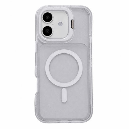 For iPhone 17 Crystal Clear Glitter Camera Lens Holder Magnetic Phone Case - Transparent - EDA009992203A