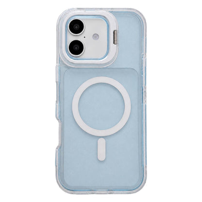 For iPhone 17 Crystal Clear Glitter Camera Lens Holder Magnetic Phone Case - Blue - EDA009992203B