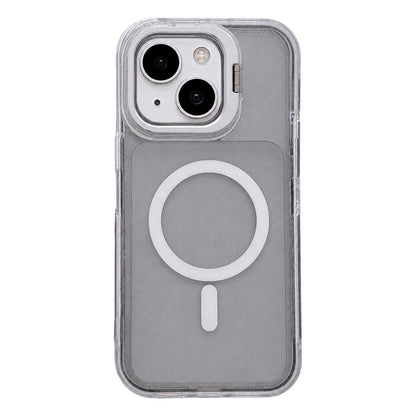 For iPhone 14 Crystal Clear Glitter Camera Lens Holder Magnetic Phone Case - Black - EDA009992216F