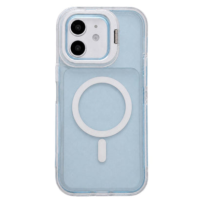 For iPhone 11 Crystal Clear Glitter Camera Lens Holder Magnetic Phone Case - Blue - EDA009992222B