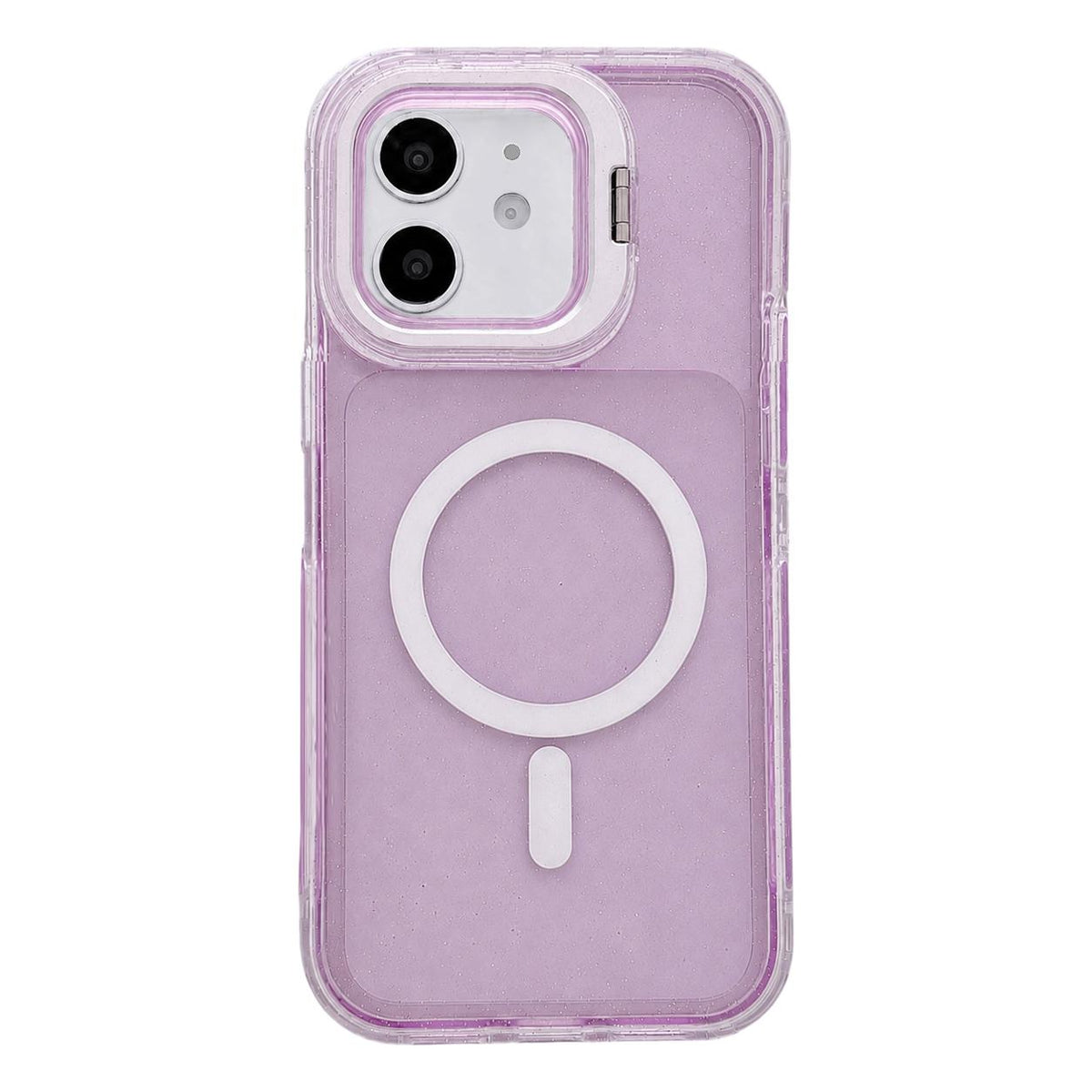 For iPhone 11 Crystal Clear Glitter Camera Lens Holder Magnetic Phone Case - Purple - EDA009992222C