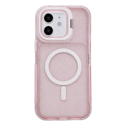 For iPhone 11 Crystal Clear Glitter Camera Lens Holder Magnetic Phone Case - Pink - EDA009992222D