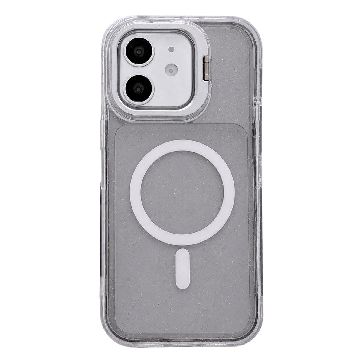 For iPhone 11 Crystal Clear Glitter Camera Lens Holder Magnetic Phone Case - Black - EDA009992222F