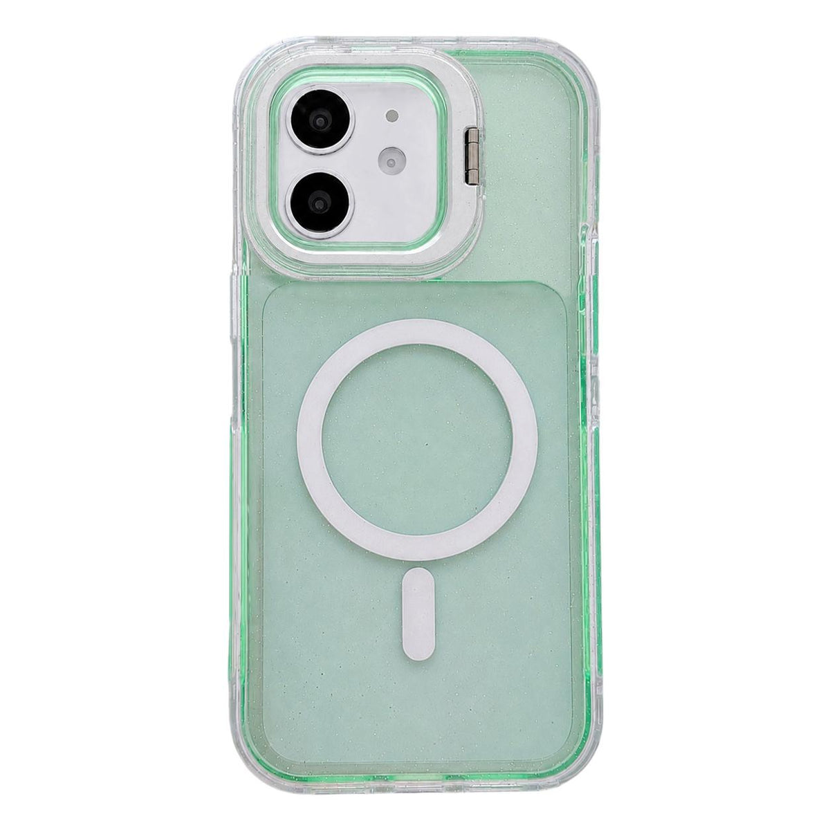 For iPhone 11 Crystal Clear Glitter Camera Lens Holder Magnetic Phone Case - Green - EDA009992222G