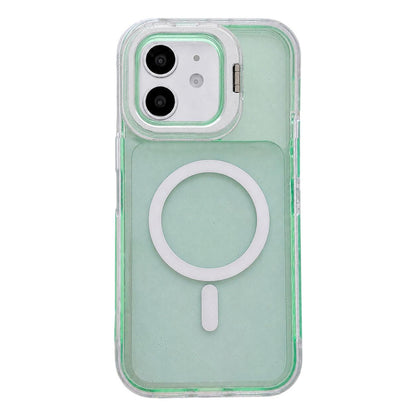 For iPhone 11 Crystal Clear Glitter Camera Lens Holder Magnetic Phone Case - Green - EDA009992222G