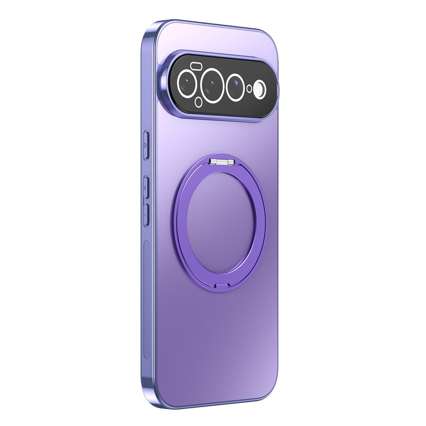 For Google Pixel 11 Pro XL 360 Degree Rotating Holder MagSafe Electroplated Phone Case with Lens Cover(Purple)