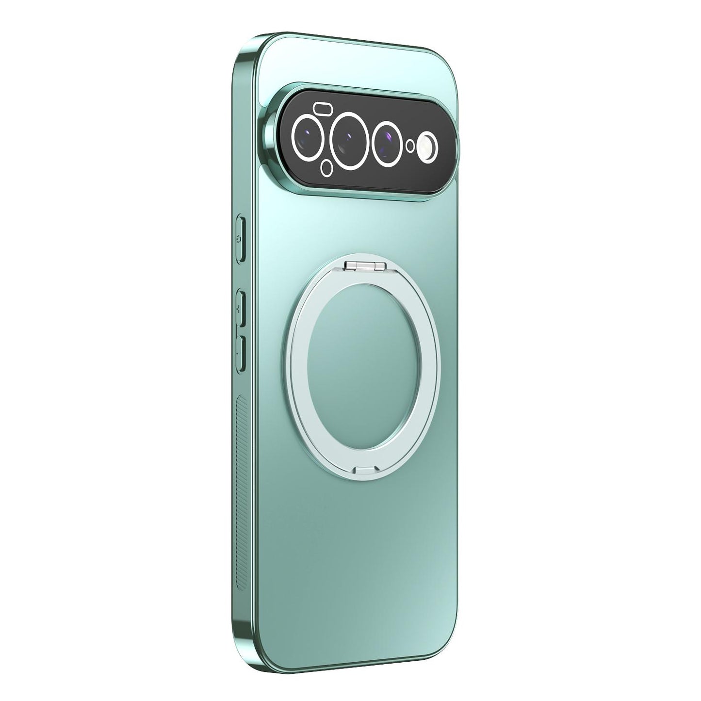 For Google Pixel 11 Pro 360 Degree Rotating Holder MagSafe Electroplated Phone Case with Lens Cover(Green)