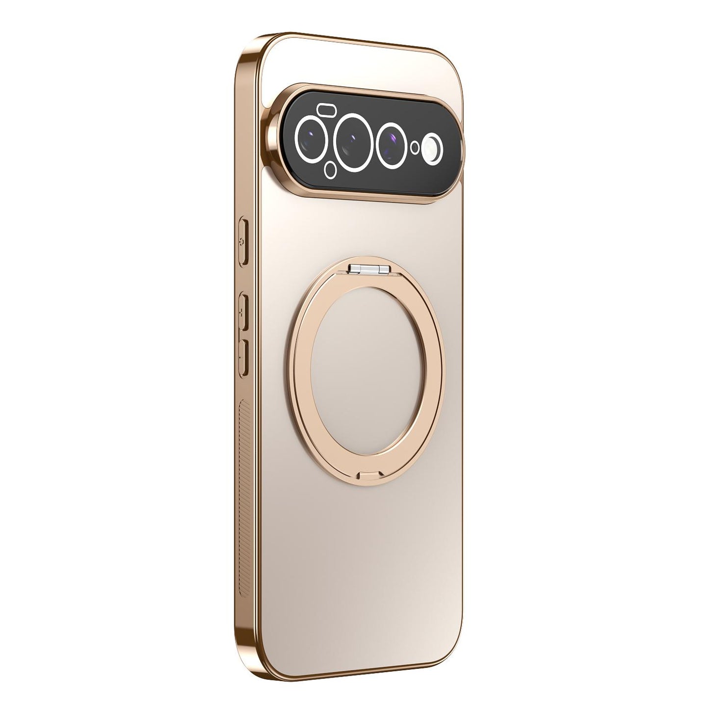 For Google Pixel 11 Pro 360 Degree Rotating Holder MagSafe Electroplated Phone Case with Lens Cover(Gold)