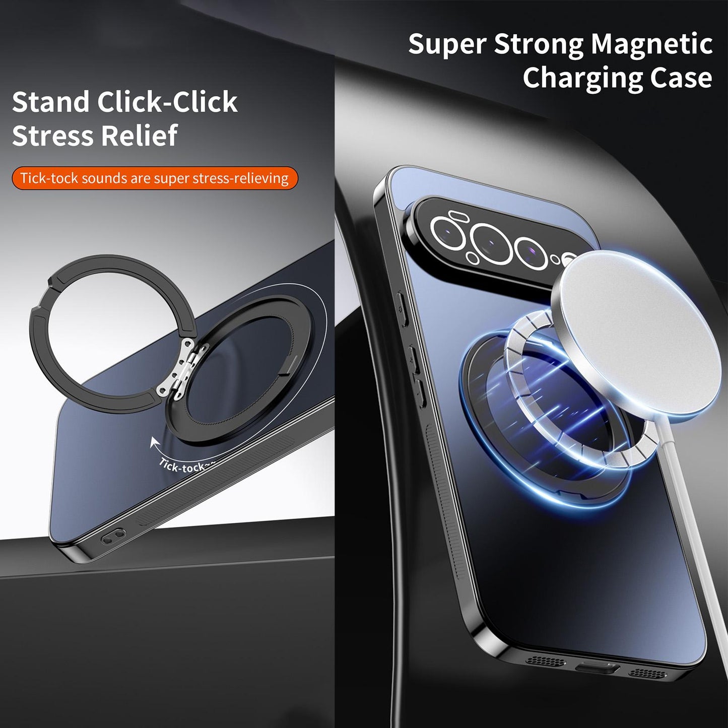 For Google Pixel 11 Pro XL 360 Degree Rotating Holder MagSafe Electroplated Phone Case with Lens Cover(Navy Blue)