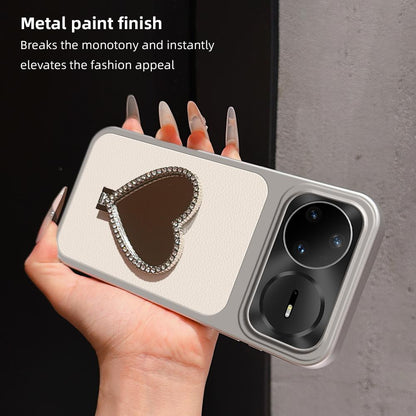 For Huawei nova 15 Pro Lambskin Series Skin Feel Shockproof Phone Case with Heart Mirror Holder - Black - EDA009994320C