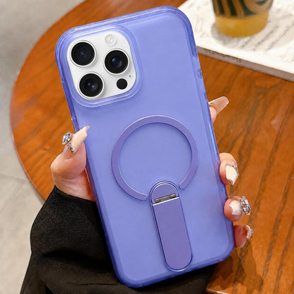 For iPhone 12 Pro Max Frosted TPU Magnetic Phone Case with Holder(Blue)