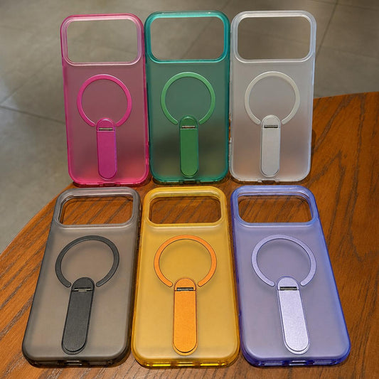 For iPhone 12 Pro Max Frosted TPU Magnetic Phone Case with Holder(Green)