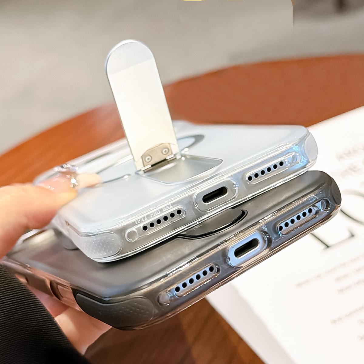 For iPhone 14 / 13 Frosted TPU Magnetic Phone Case with Holder(White)