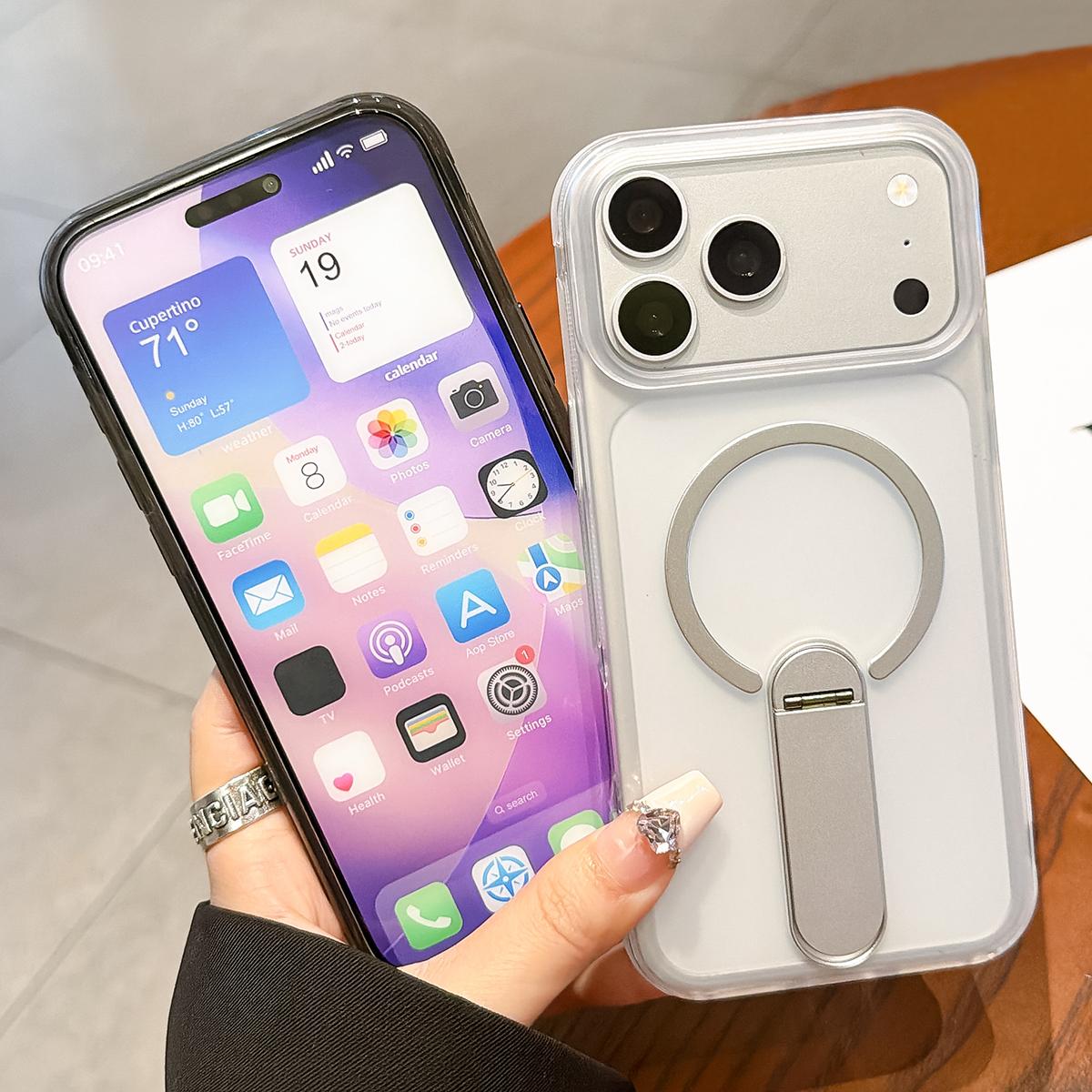 For iPhone 11 Frosted TPU Magnetic Phone Case with Holder(Blue)