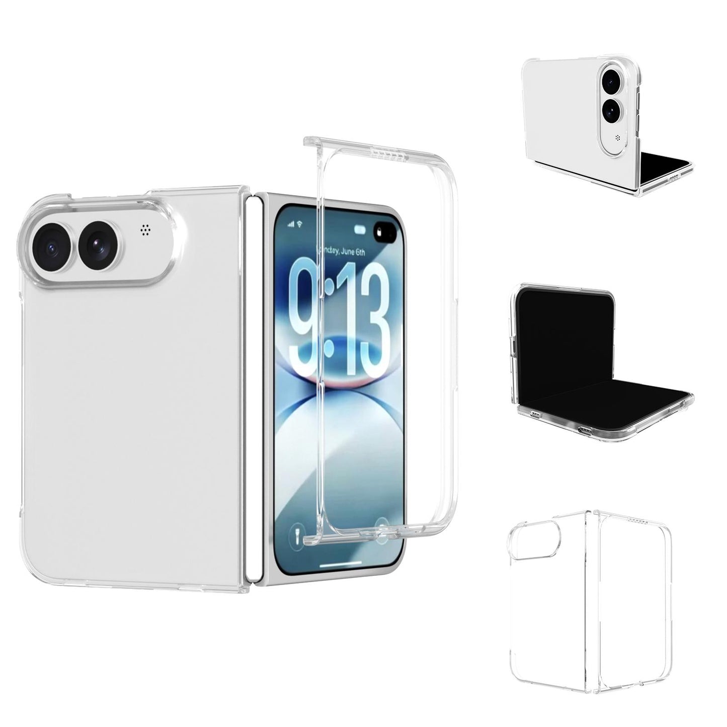 For iPhone Fold ABEEL Clear PC Phone Case(Transparent)
