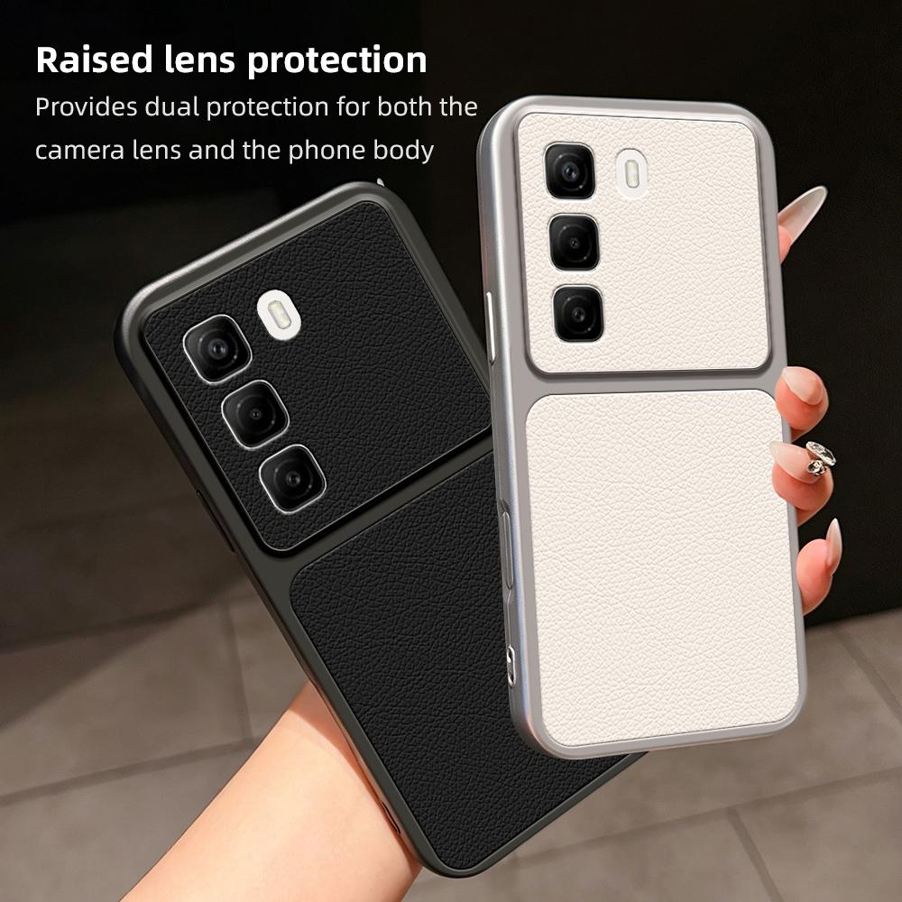 For Infinix Hot 50 4G Lambskin Series Skin Feel Shockproof Phone Case(Black)