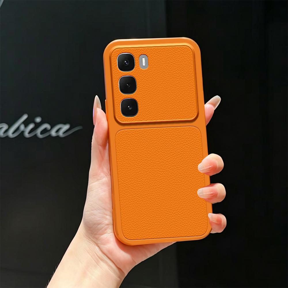 For Infinix Hot 60i 4G Lambskin Series Skin Feel Shockproof Phone Case(Orange)