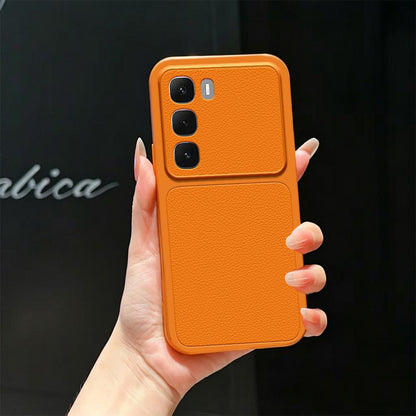 For Infinix Hot 60i 4G Lambskin Series Skin Feel Shockproof Phone Case(Orange)