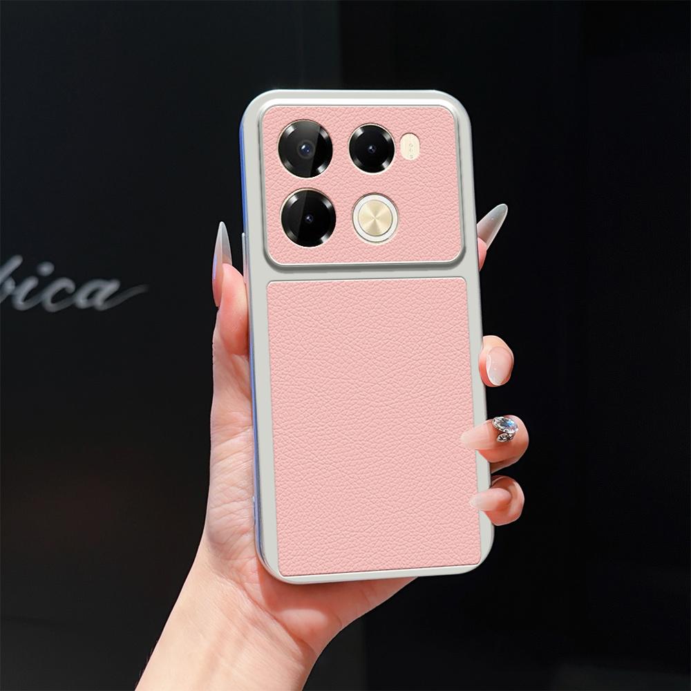 For Infinix Note 40 Pro 4G Lambskin Series Skin Feel Shockproof Phone Case(Pink)