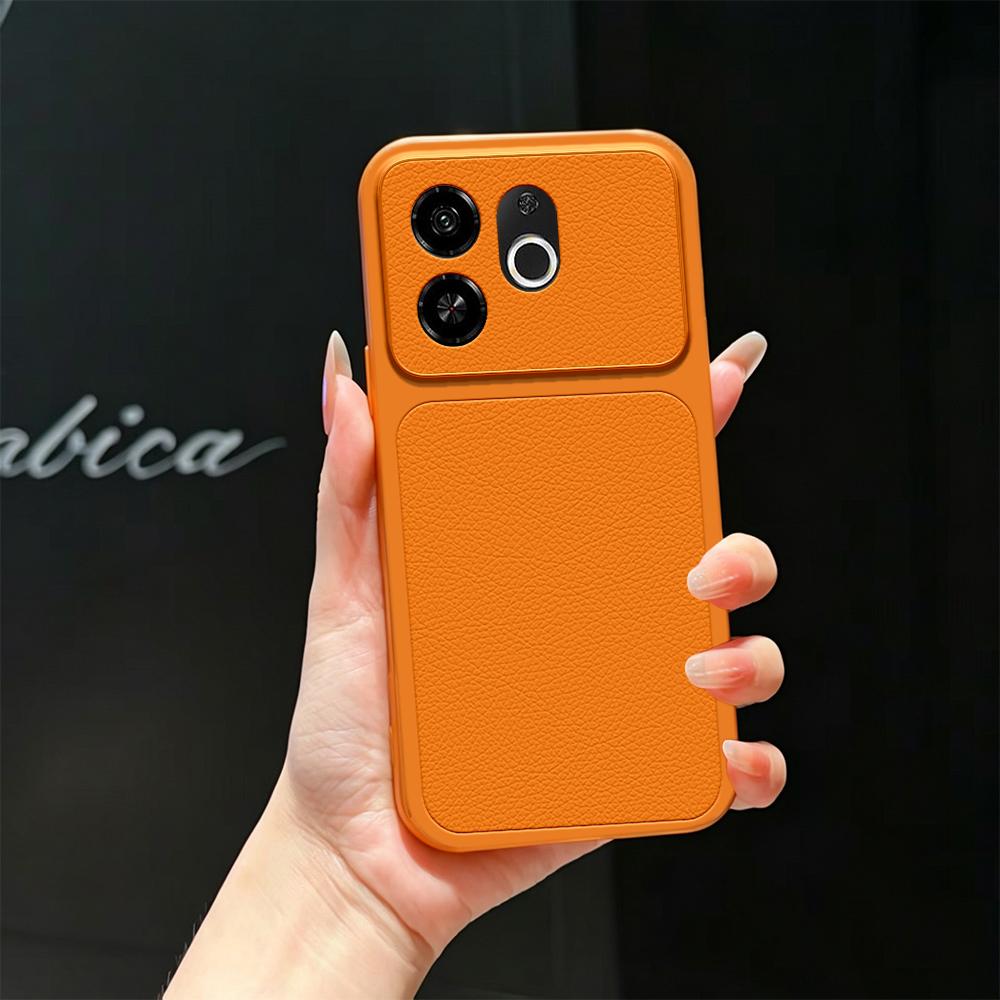 For Tecno Pop 9 5G Lambskin Series Skin Feel Shockproof Phone Case(Orange)