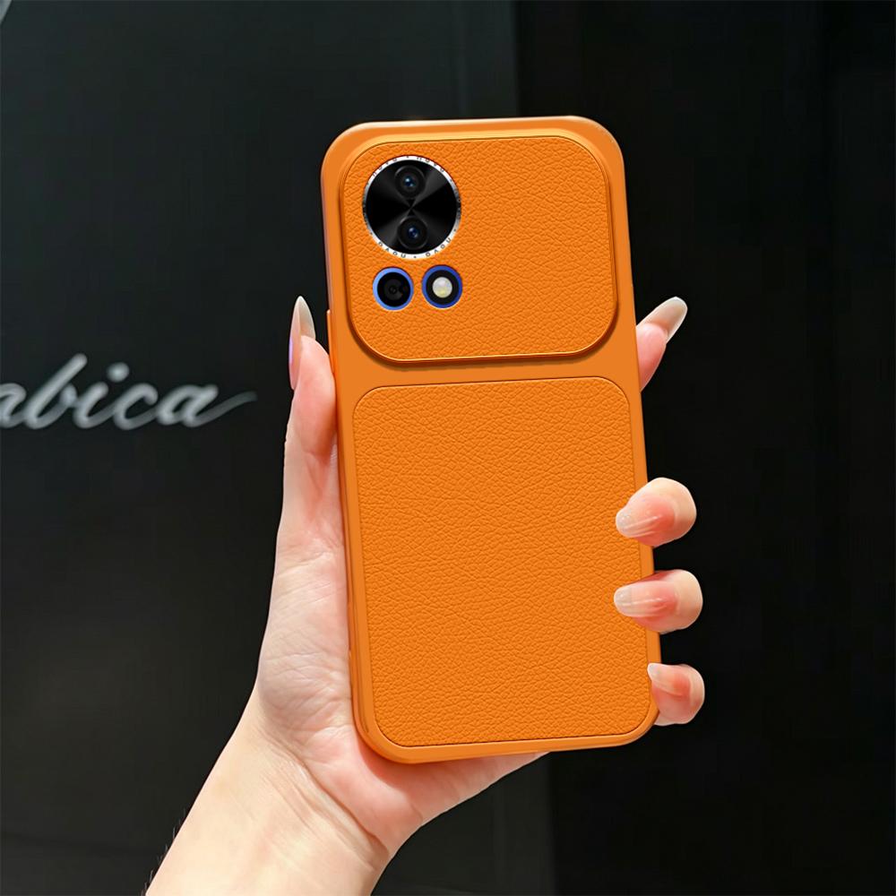 For Huawei nova 12 Lambskin Series Skin Feel Shockproof Phone Case(Orange)