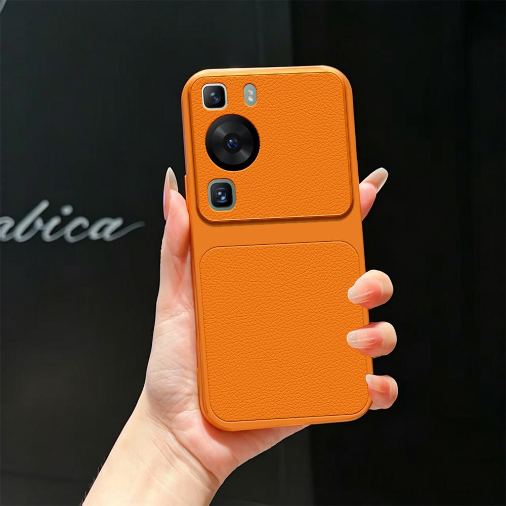 For Huawei P60 Lambskin Series Skin Feel Shockproof Phone Case(Orange)