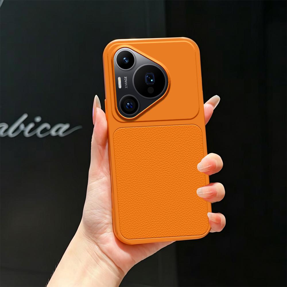 For Huawei Pura 70 Pro Lambskin Series Skin Feel Shockproof Phone Case(Orange)