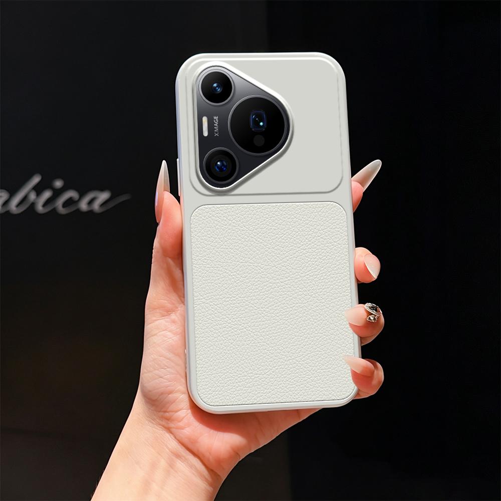 For Huawei Pura 70 Pro Lambskin Series Skin Feel Shockproof Phone Case(Silver)
