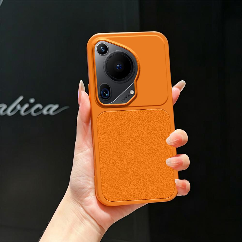 For Huawei Pura 70 Ultra Lambskin Series Skin Feel Shockproof Phone Case(Orange)