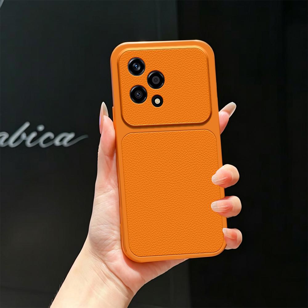 For Honor 200 Lite Global Lambskin Series Skin Feel Shockproof Phone Case(Orange)
