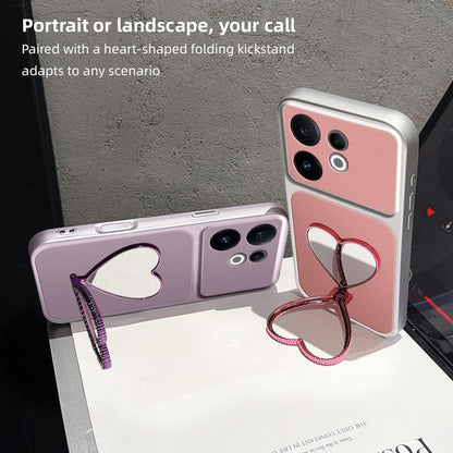 For vivo S30 Lambskin Series Skin Feel Shockproof Phone Case with Heart Mirror Holder(Silver)